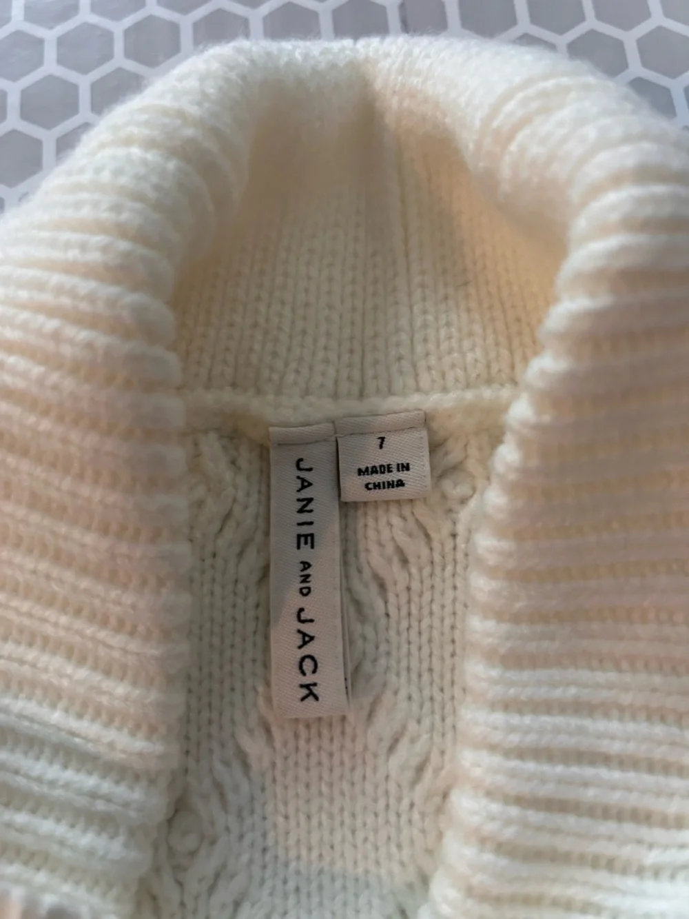 Janie and Jack Cream Cable-Knit Poncho Sweater with Toggle Closure Size 7